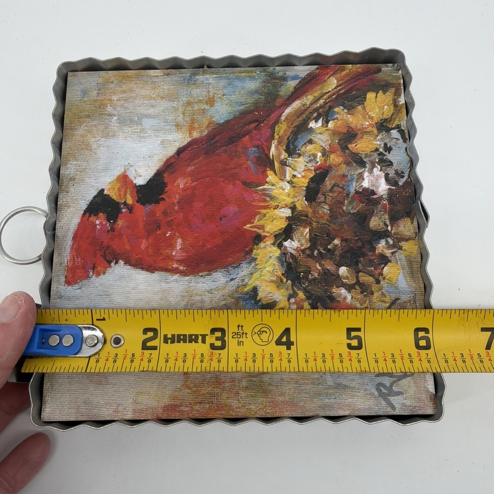 The Round Top Collection Mini Fall Cardinal Print Charm 6x6x1 Fall Decor - Picture 4 of 4